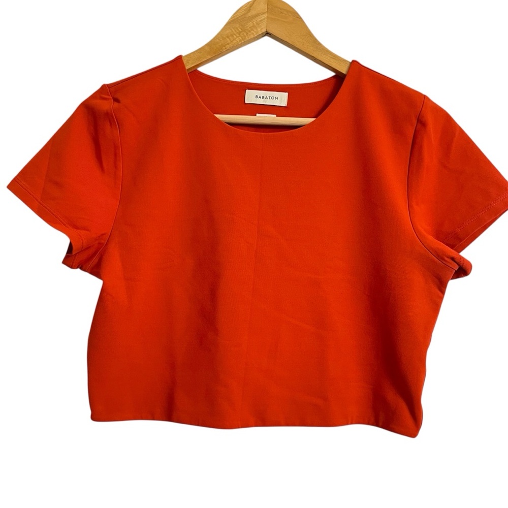 Aritzia Babaton Contour Crew Cropped T-Shirt XL Red Orange